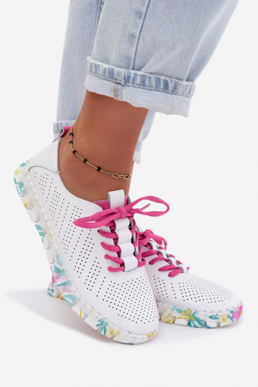 Weiße Leder-Damenschuhe mit Schnürsenkeln Cadiz
