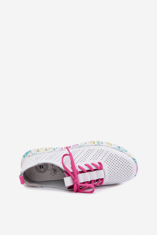 Weiße Leder-Damenschuhe mit Schnürsenkeln Cadiz