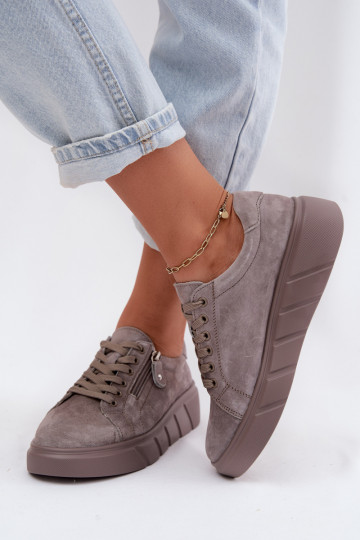 Schuhe FemininErmöglichtturalnego aus INildlederu mit einer Plattform Beige Lunis 2