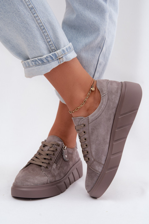 Schuhe FemininErmöglichtturalnego aus INildlederu mit einer Plattform Beige Lunis