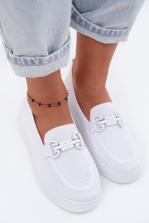 Damen-Platform-Schuhe mit Ornamenten in Weiß Freshy