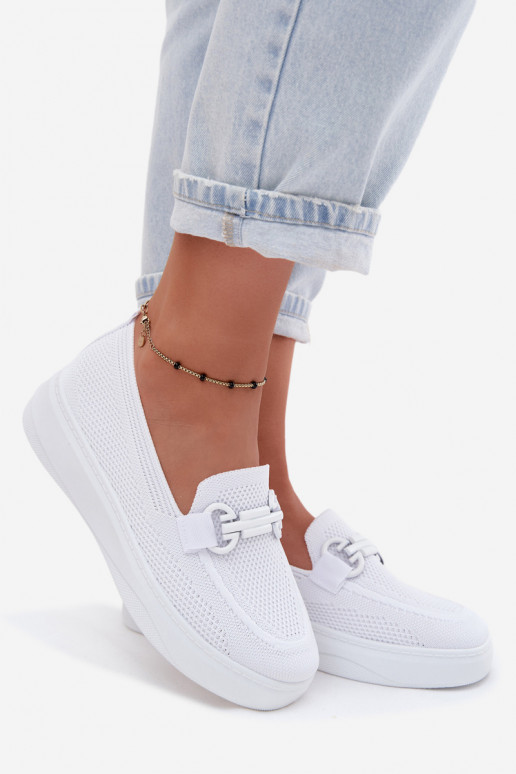 Damen-Platform-Schuhe mit Ornamenten in Weiß Freshy