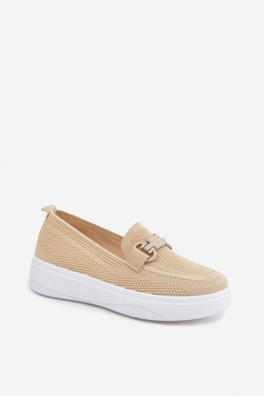 Damen-Platform-Schuhe mit Ornamenten in Sandfarbe Freshy