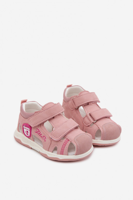 Sandalen für Kinder mit Klebeverschlüssen pinke Farbe Ambera
