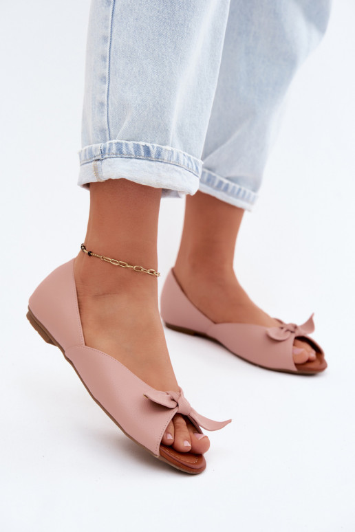 Damen-Ballerinas mit offenen Zehen in Rosa Vinceza 22-17201