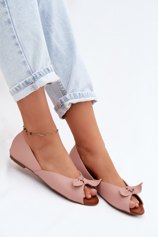 Damen-Ballerinas mit offenen Zehen in Rosa Vinceza 22-17201