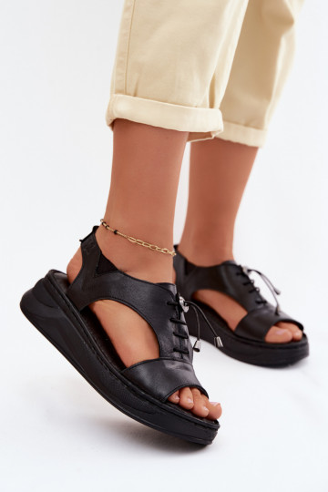 Damensandalen Feminin mit einer Plattform Es mussciejka I7646-01 schZuarze Farbe 2