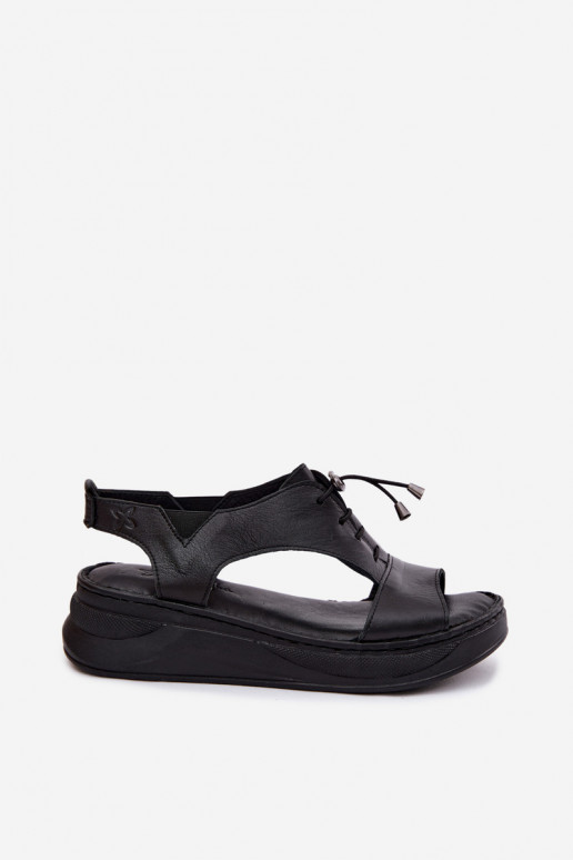 Damensandalen Feminin mit einer Plattform Es mussciejka I7646-01 schZuarze Farbe