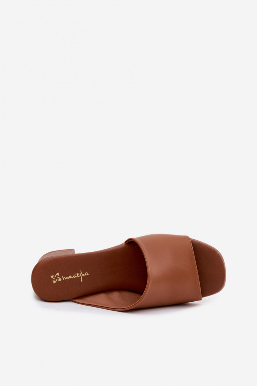 Braune Leder-Damenschuhe mit Absatz
