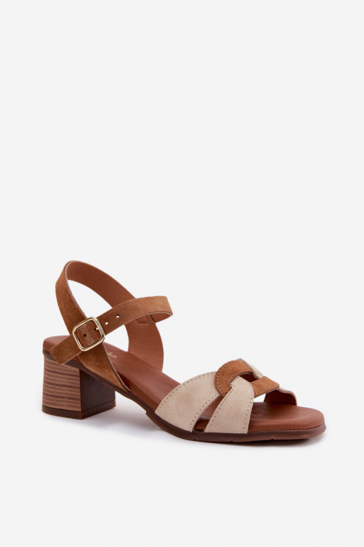 Haut INildledersandalen für Damen mit Absätzen Es mussciejka E7400-04 Beige