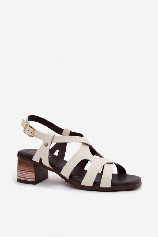 Elfenbein Damen-Sandalen mit hohen Absätzen