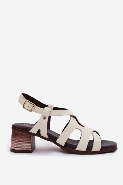 Haut Damen-Sandalen mit hohen Absätzen Es mussciejka E7399-04 elfenbeinfarbe