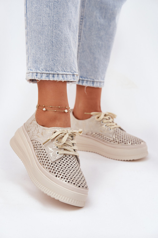 Ausschnitt Wildleder Damen Plattformschuhe in sand-gold Artiker 56C2108