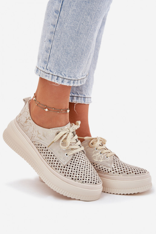 Ausschnitt Wildleder Damen Plattformschuhe in sand-gold Artiker 56C2108