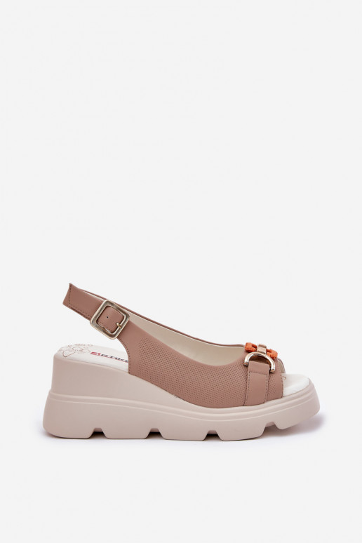 Damen Plattformsandalen mit Ornamenten in Sandfarbe Artiker 56C2208