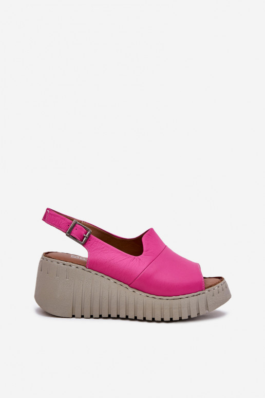 DamensandalenErmöglichtturalnej Skóry mit einer Plattform Artiker 54C0789 pinke Farbe
