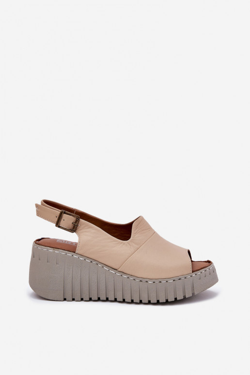 DamensandalenErmöglichtturalnej Skóry mit einer Plattform Artiker 56C0957 Beige