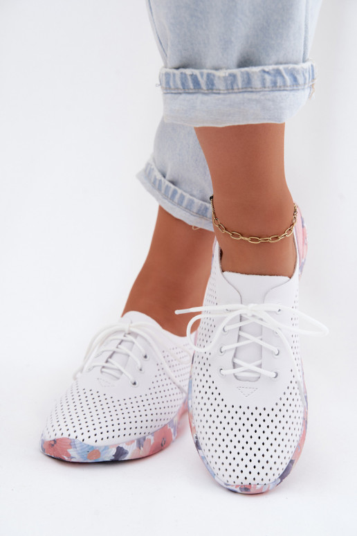 Haut Schuhe Feminin mit Schnürsenkeln mit einer Plattform Artiker 58C0587 INeiß-pinke Farbe