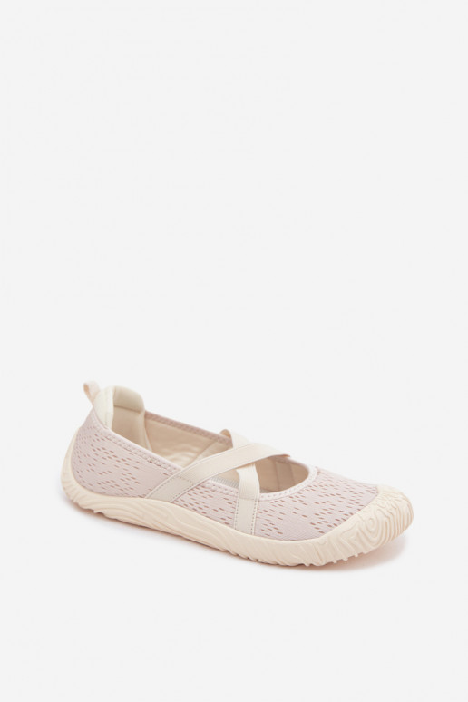 Sportliche Ballerinas mit elastischen Riemen in Elfenbein Artiker 58C1902