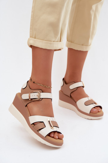 Sandfarbene Damen Sandalen mit Plattform und Riemen Artiker 58C0314 2
