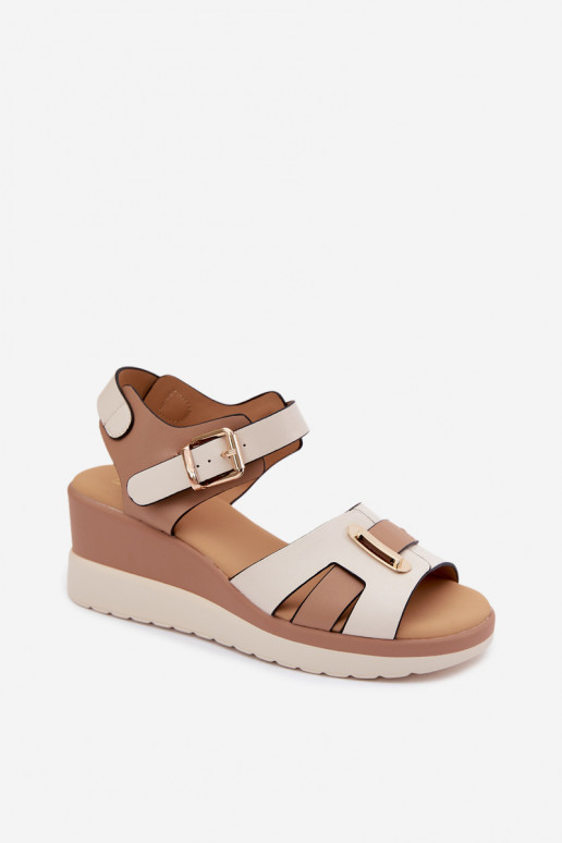 Damensandalen Feminin mit einer Plattform mit Streifen Artiker 58C0314 Beige