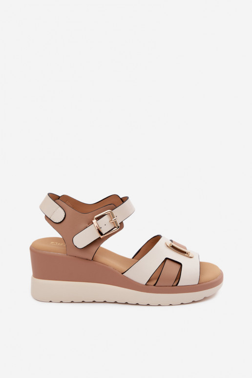 Damensandalen Feminin mit einer Plattform mit Streifen Artiker 58C0314 Beige