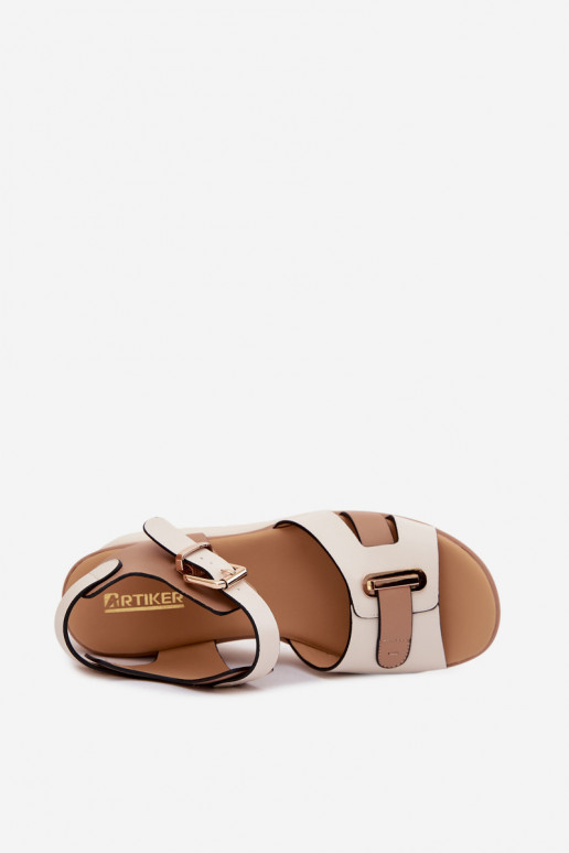 Damensandalen Feminin mit einer Plattform mit Streifen Artiker 58C0314 Beige