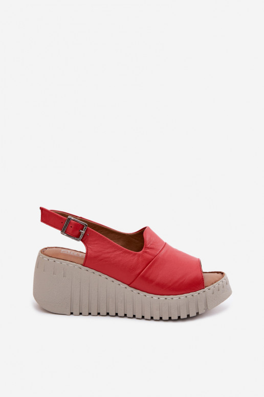 Rote Damen Sandalen aus natürlichem Leder mit Plattform Artiker 58C3373