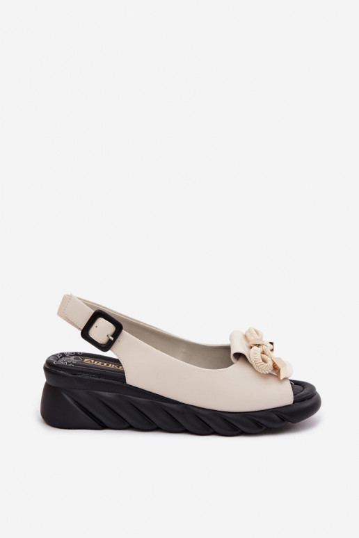 Damensandalen Feminin mit einer Plattform mit Ornamenten Artiker 58C0054 Beige