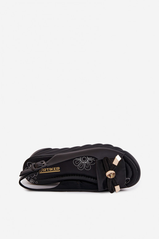 Damensandalen Feminin mit einer Plattform mit Ornamenten Artiker 58C0055 schZuarze Farbe