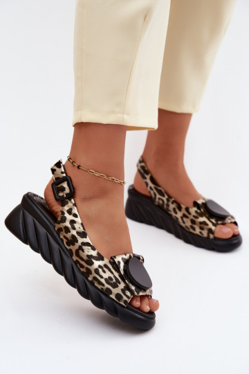 Goldene Plattform Sandalen mit Leopardenmuster Artiker 58C059 2