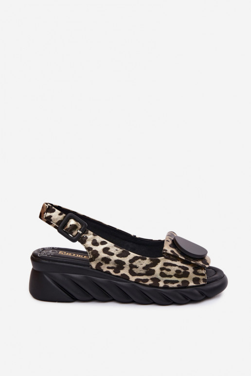 Goldene Plattform Sandalen mit Leopardenmuster Artiker 58C059