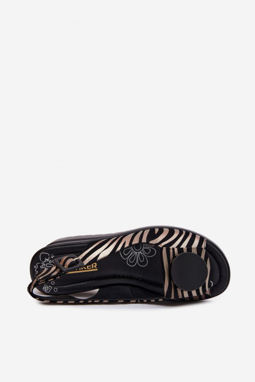 Leder-Plateausandalen mit Ornamenten Artiker 58C0295 schwarz und gold