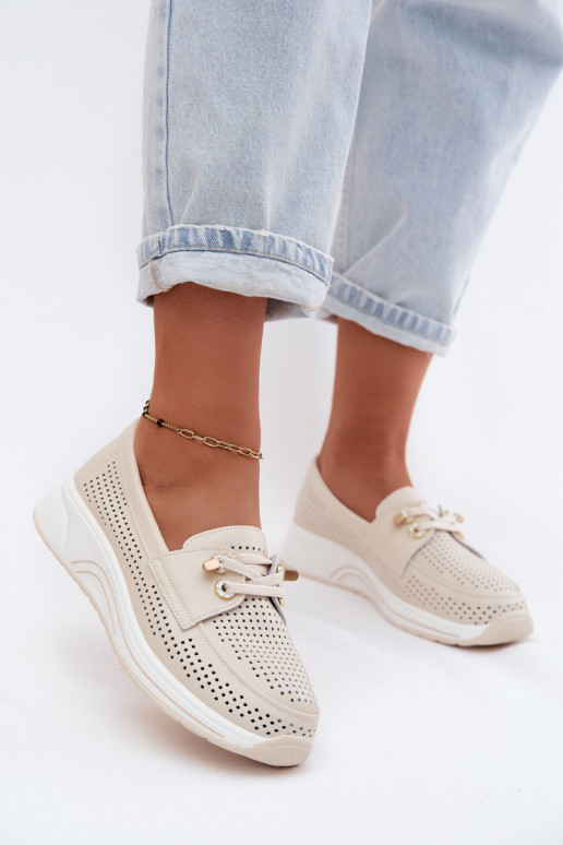 Slipper mit Ausschnitten aus natürlichem Leder Artiker 58C0478 sandfarben