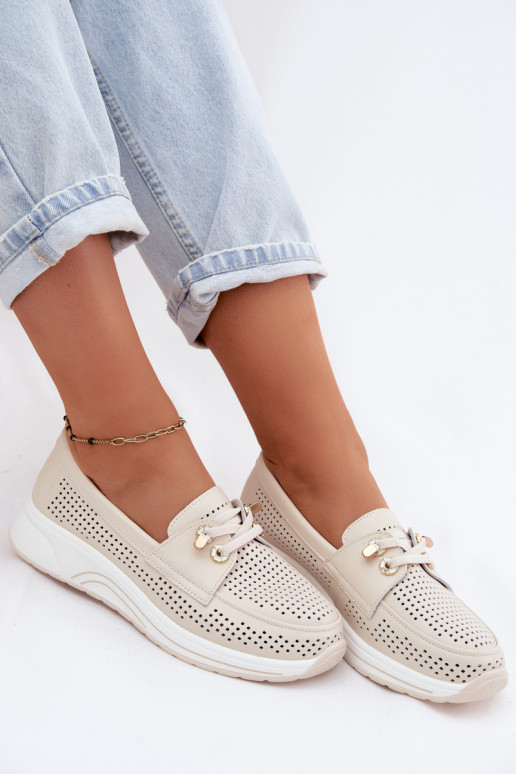 Slipper mit Ausschnitten aus natürlichem Leder Artiker 58C0478 sandfarben
