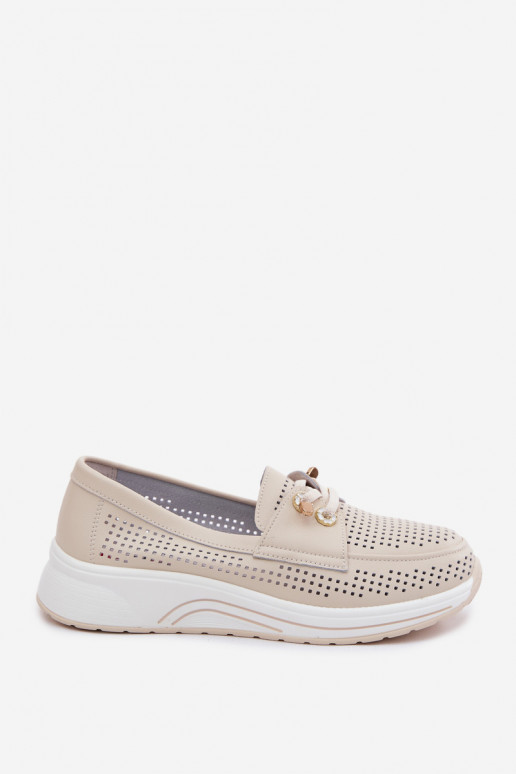 Slipper mit Ausschnitten aus natürlichem Leder Artiker 58C0478 sandfarben