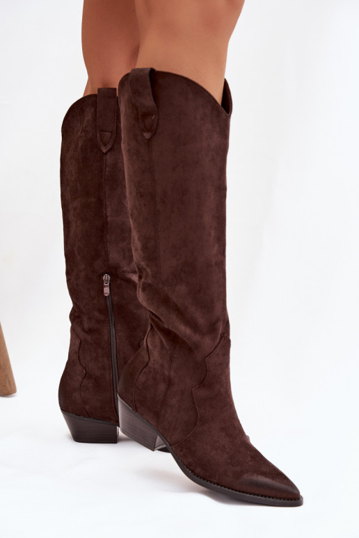 Kunstveloursleder Cowboy-Stiefeletten mit Absätzen Czekolado Jenaya