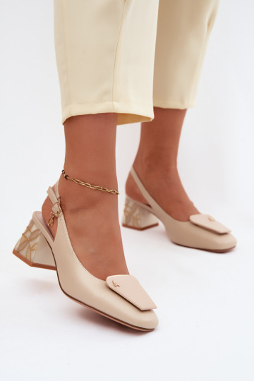 Leder Schuhe mit Absätzen und Ornamenten Artiker 58C0672 sandfarben 2