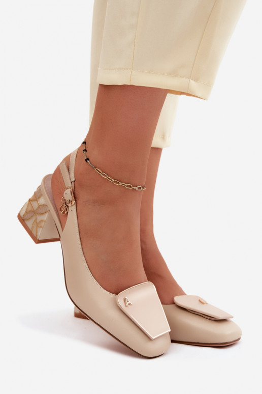 Haut Schuhe mit Absätzen mit Ornamenten Artiker 58C0672 Beige