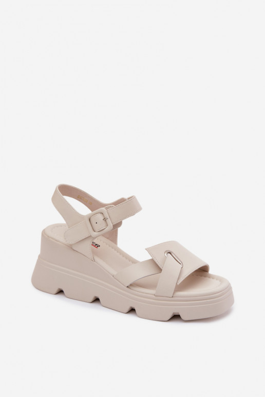 Damensandalen Feminin mit einer Plattform Artiker 54C1624 elfenbeinfarbe