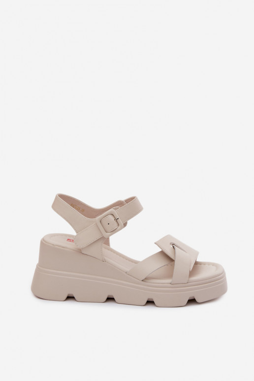 Damensandalen Feminin mit einer Plattform Artiker 54C1624 elfenbeinfarbe