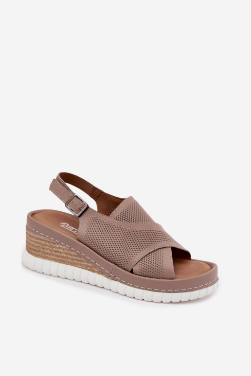 Plattformsandalen aus natürlichem Leder Artiker 58C3146 sandfarben