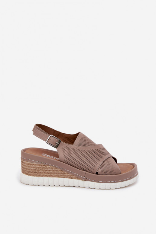 Plattformsandalen aus natürlichem Leder Artiker 58C3146 sandfarben