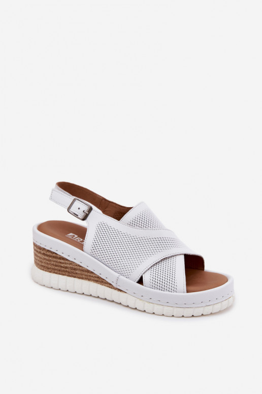 Plattformsandalen aus natürlichem Leder Artiker 58C3145 weiß