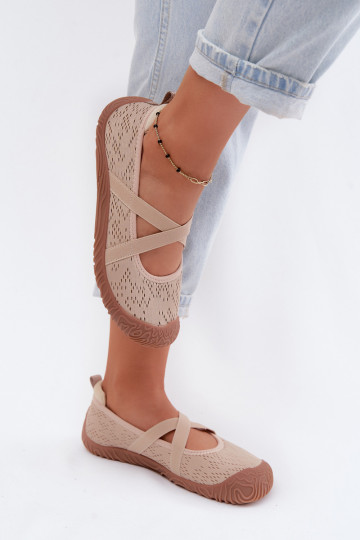 Sportliche Ballerinas mit elastischen Riemen Artiker 58C1903 sandfarben