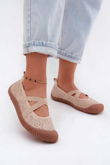 Sportliche Ballerinas mit elastischen Riemen Artiker 58C1903 sandfarben 2