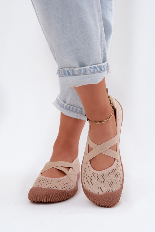 Sportlicher Stil BallerinasElastycznymi Paskami Artiker 58C1903 Beige