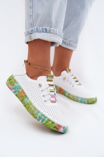 Haut Schuhe Feminin Ermöglicht Gemustertj Platformie Artiker 58C0441 INeiß-grüne Farbe 2