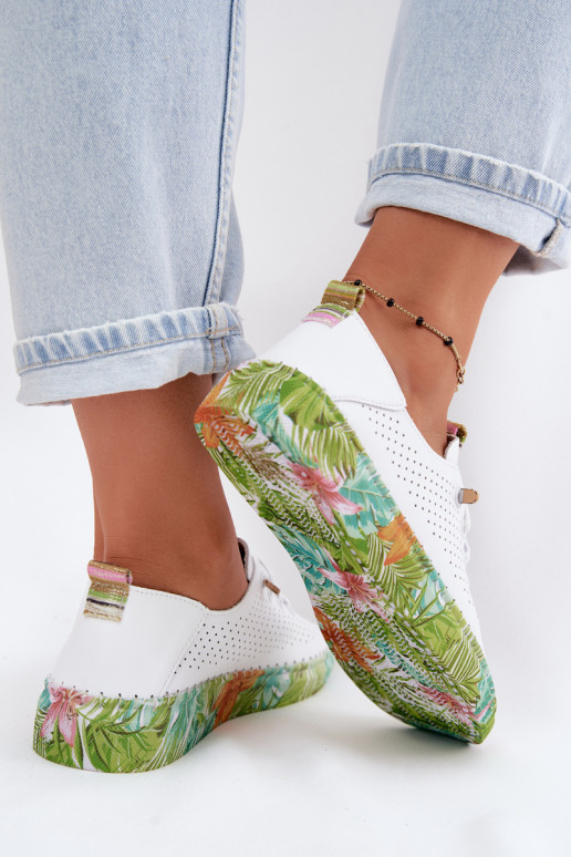 Haut Schuhe Feminin Ermöglicht Gemustertj Platformie Artiker 58C0441 INeiß-grüne Farbe