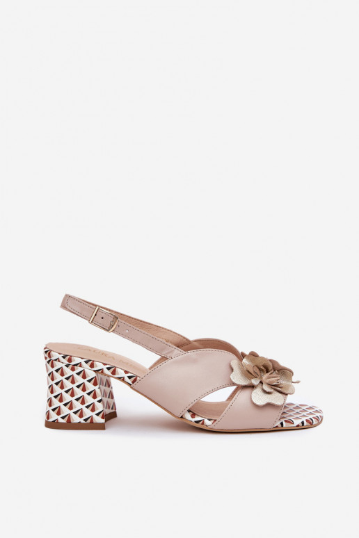 Haut Damen-Sandalen mit hohen Absätzen mit Blumen Laura Messi 2950 Beige